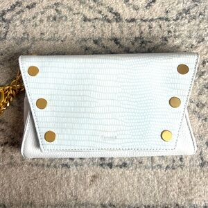 Hammitt White Snakeskin Crossbody Clutch